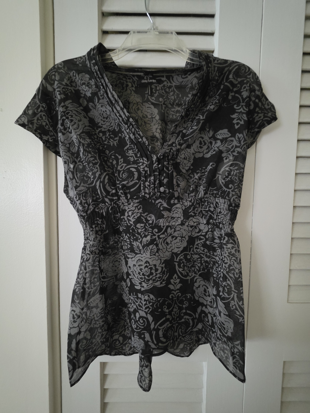 Womens Floral V-Neck Short Sleeve Top